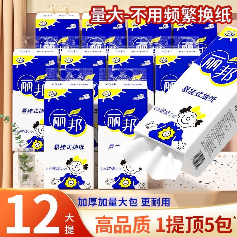 【新客专享】丽邦大包悬挂式抽纸家用整箱抽纸大尺寸餐巾纸实