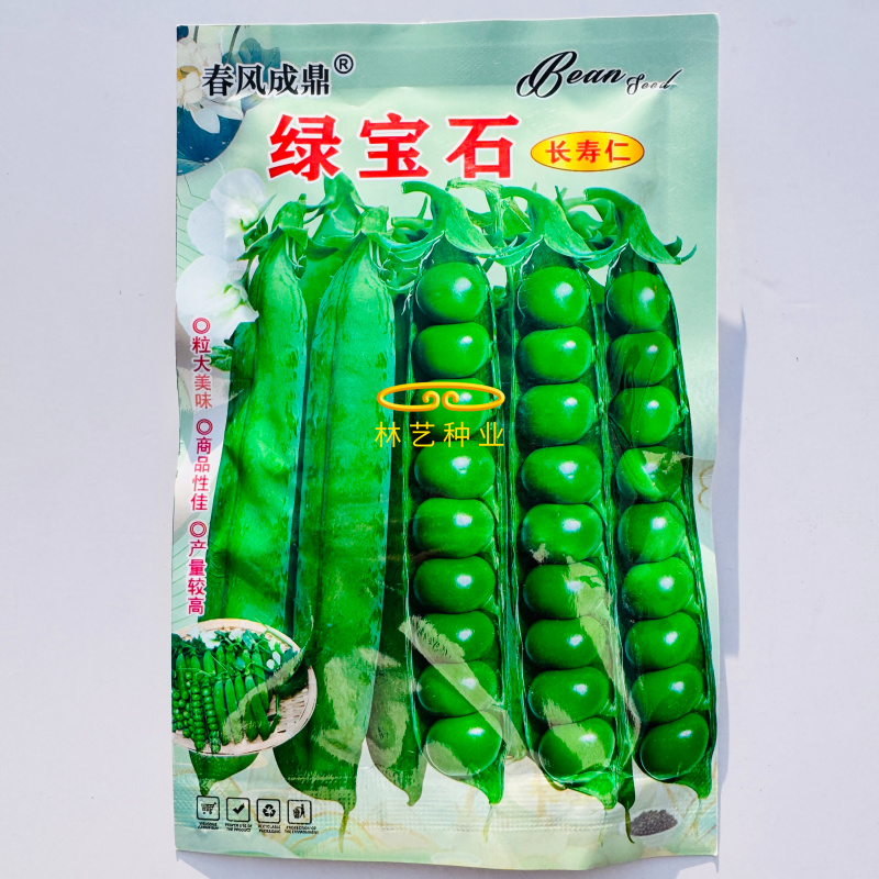 绿宝石长寿仁豌豆种子蔓生白色花抗白粉病荷兰豆雪豆家用青豆