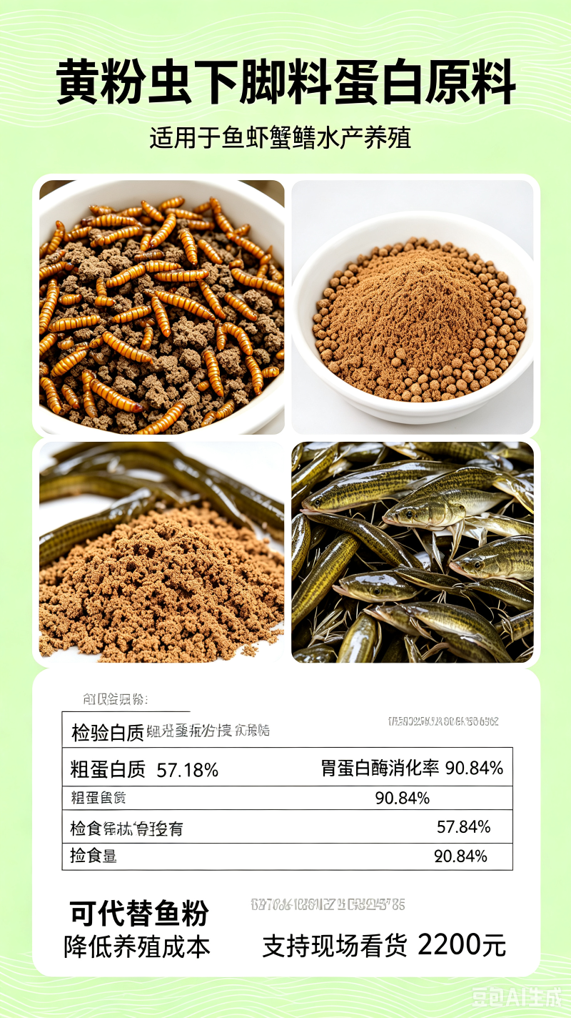 虫㷧蛋白适合水产综合饲料用，蛋白57可吸收率90