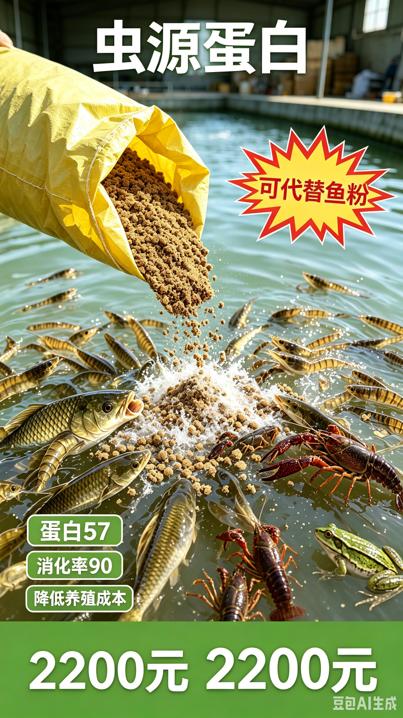 虫㷧蛋白适合鱼虾蟹混料，蛋白57可吸收率90可代虾料