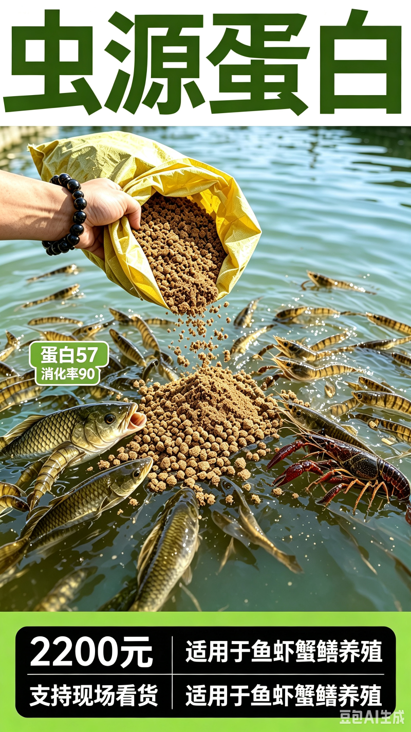虫㷧蛋白适合鱼虾蟹混料，蛋白57可吸收率90可代虾料
