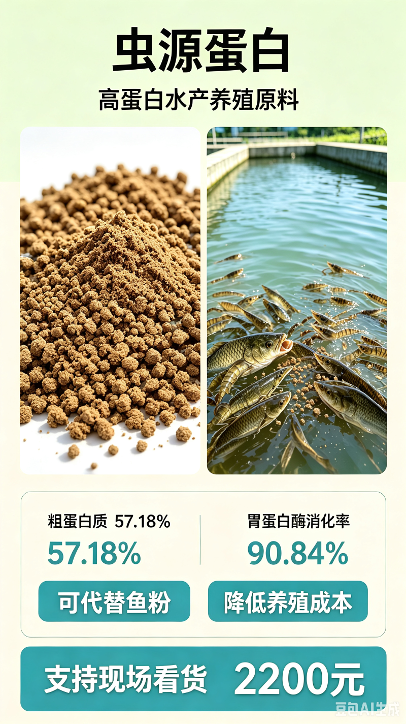 虫㷧蛋白适合代替鱼虾蟹混料用，蛋白57可吸收率90