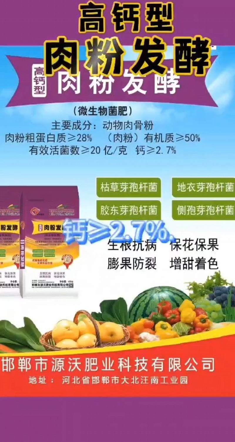 高钙肉粉发酵微生物菌肥有机质50高活性菌