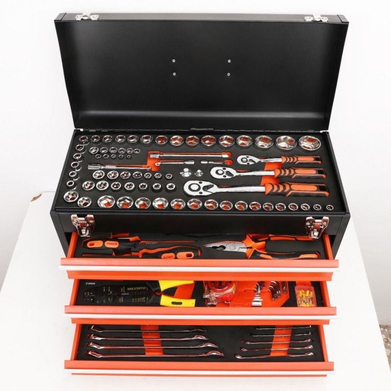 408件工具套装手提抽屉式组套工具汽修维修套装套筒扳手棘
