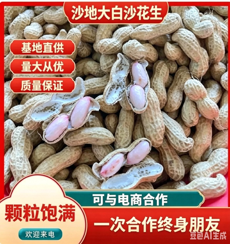 沙地大白沙花生、不带土、颗粒饱满、基地直供、量大从优、