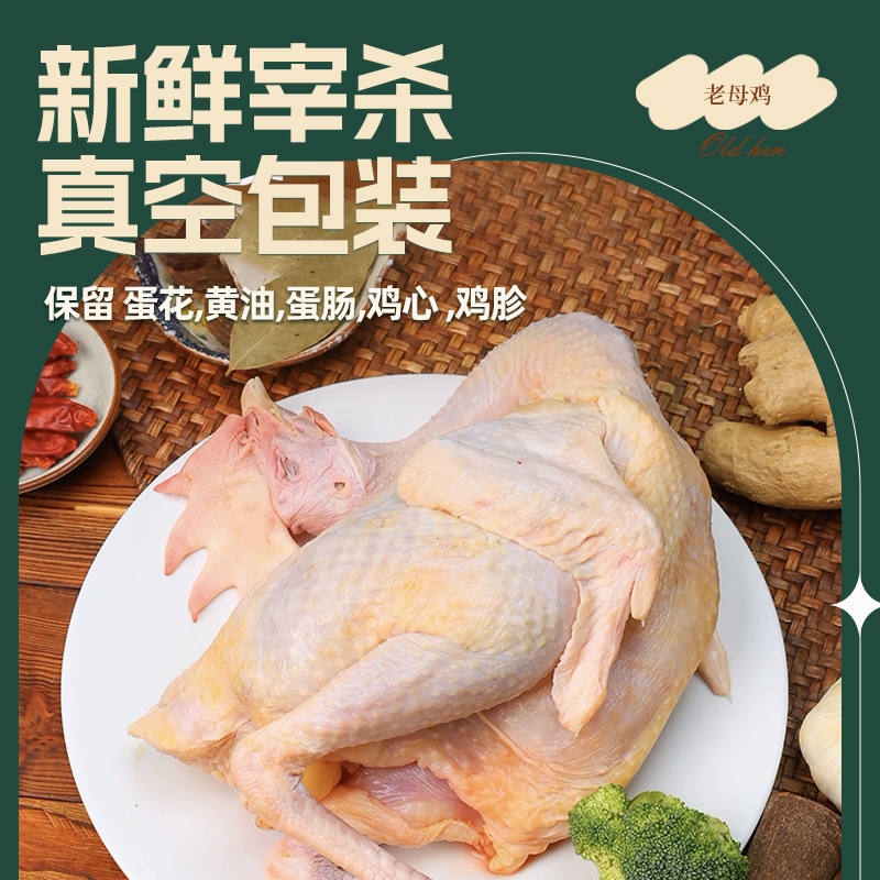 雀淘黄油老母鸡2到了-3斤新鲜鲜活宰杀冷冻速运