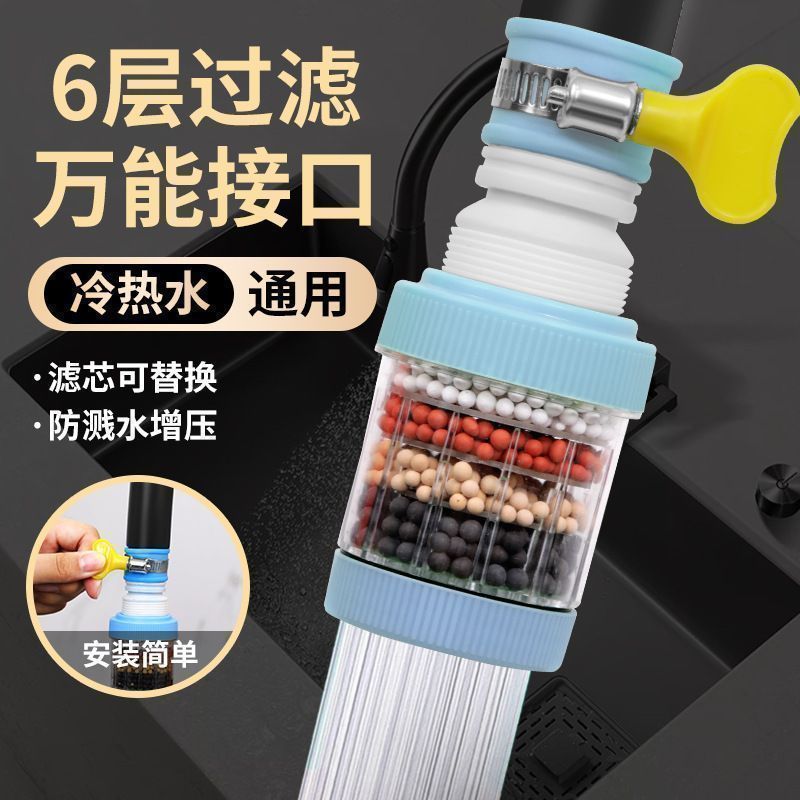 360°万能接口可拆洗水龙头过滤器家用自来水防溅花洒通用