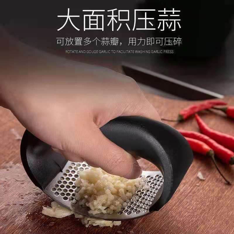 不锈钢手动环形压蒜器压泥器蒜蓉压蒜泥神器捣蒜器家用拍蒜工