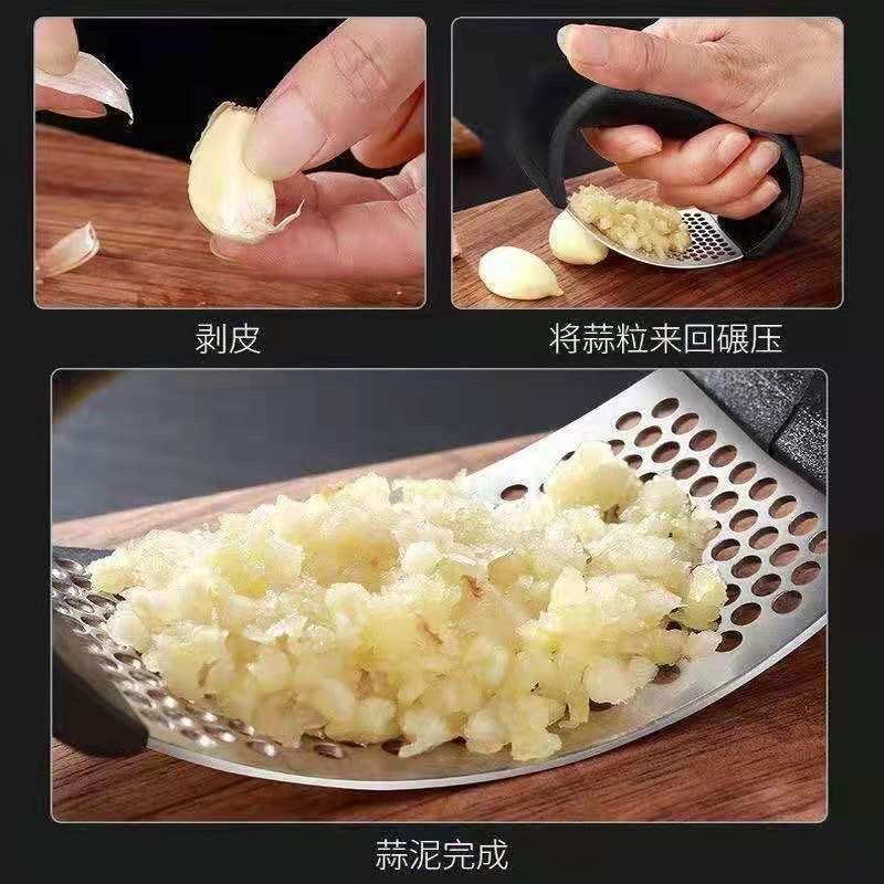 不锈钢手动环形压蒜器压泥器蒜蓉压蒜泥神器捣蒜器家用拍蒜工