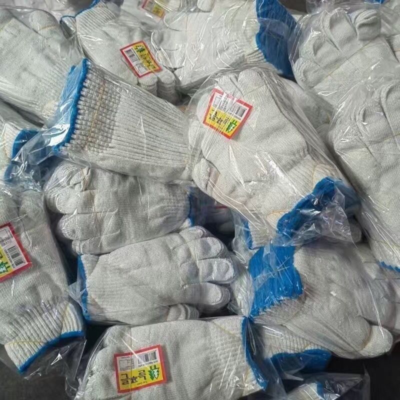 手套批发劳保白线工地加密耐磨耐用工人防滑干活薄款棉纱线手