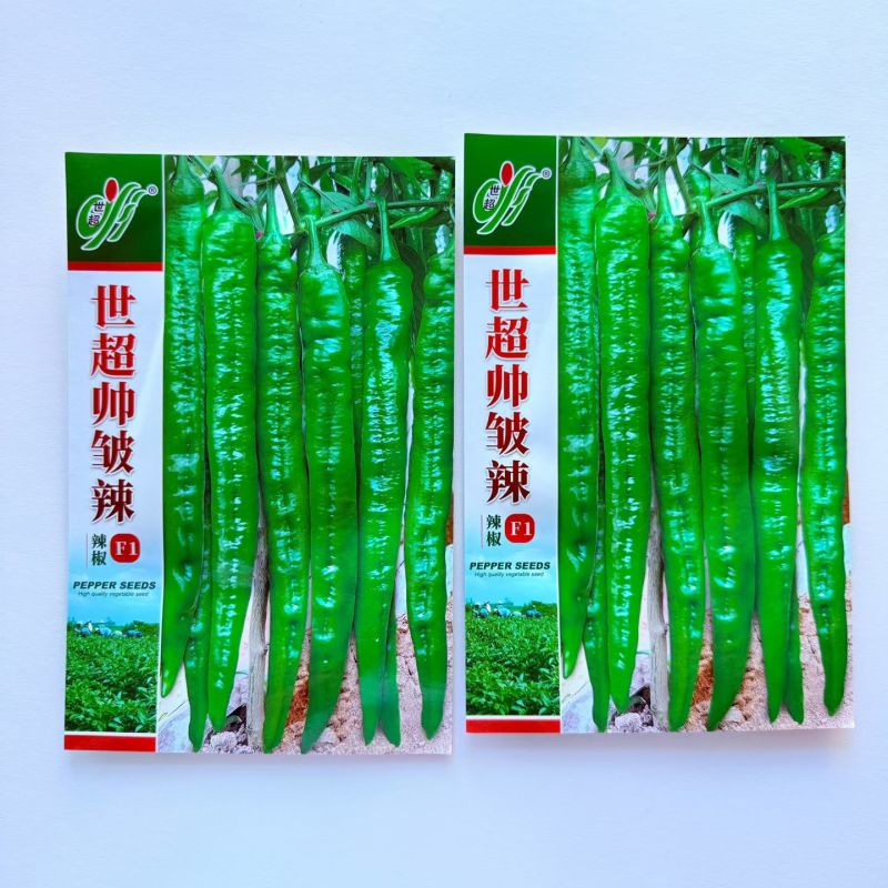 世超帅皱辣辣椒种子中熟羊角形皱皮辣椒果色绿亮顺直微皱春秋