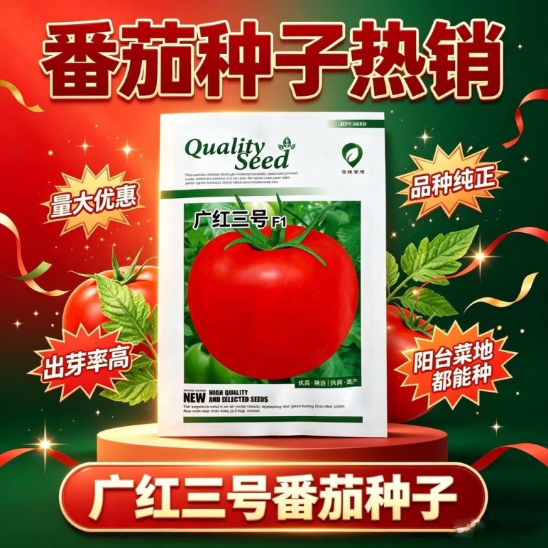 广红三号大红果番茄种子杂交中早熟抗病耐裂自封顶坐果率高