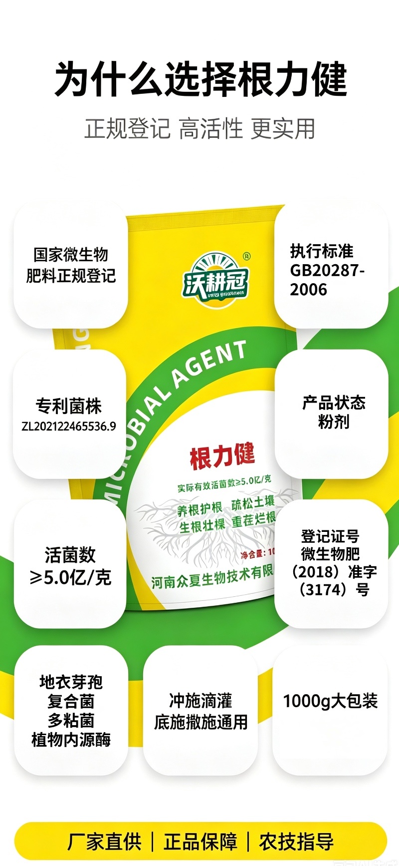 微生物菌剂根力健1000g袋装养根护根疏松土壤生根