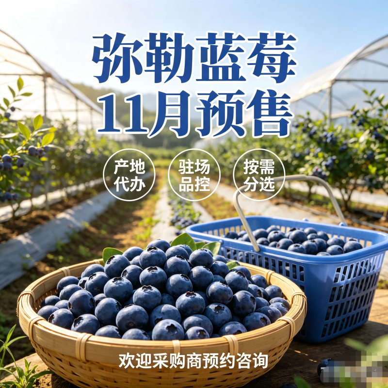 云南弥勒蓝莓产地代办11月鲜果预售（行情波动大，价格面议