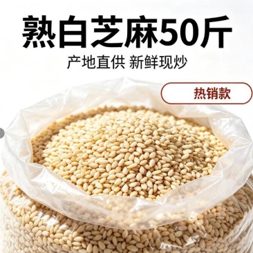 熟白芝麻50斤商用白芝麻炒熟饱满干净无沙糕点烘培原料大包