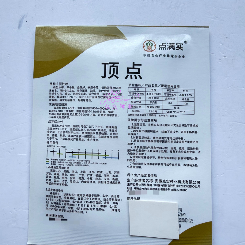 顶点瘦尖型牛心甘蓝种子早中熟叶翠绿油亮冬性强抗根肿耐抽薹