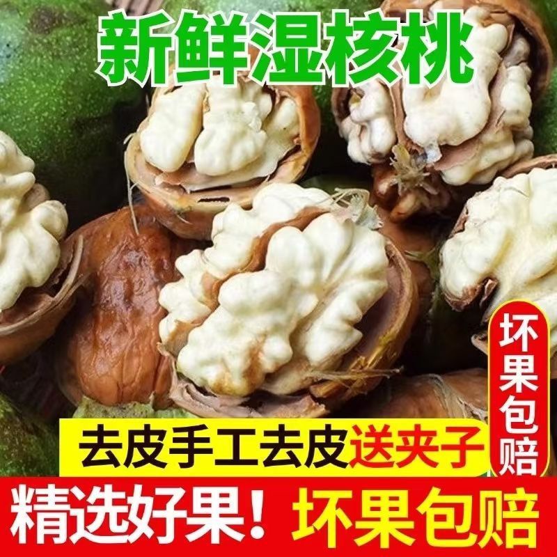去青皮鲜湿核桃大凉山老树核桃嫩核桃孕妇果绿皮薄皮湿核桃批