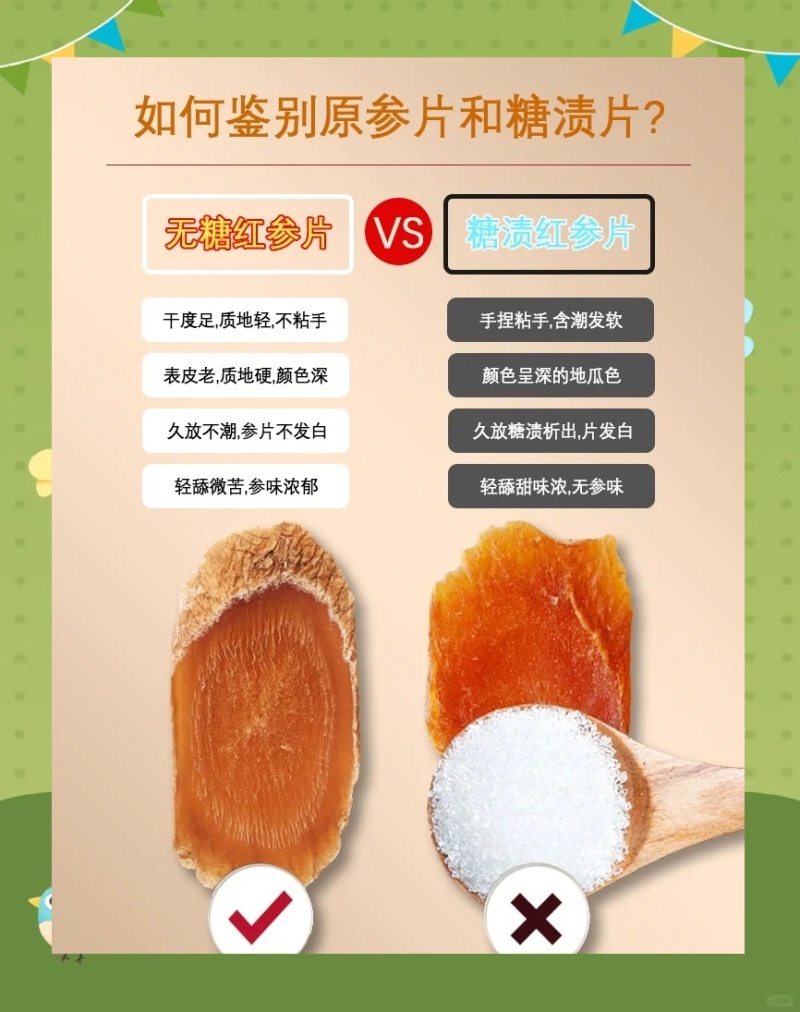 无糖.纯正红参片，非西洋红