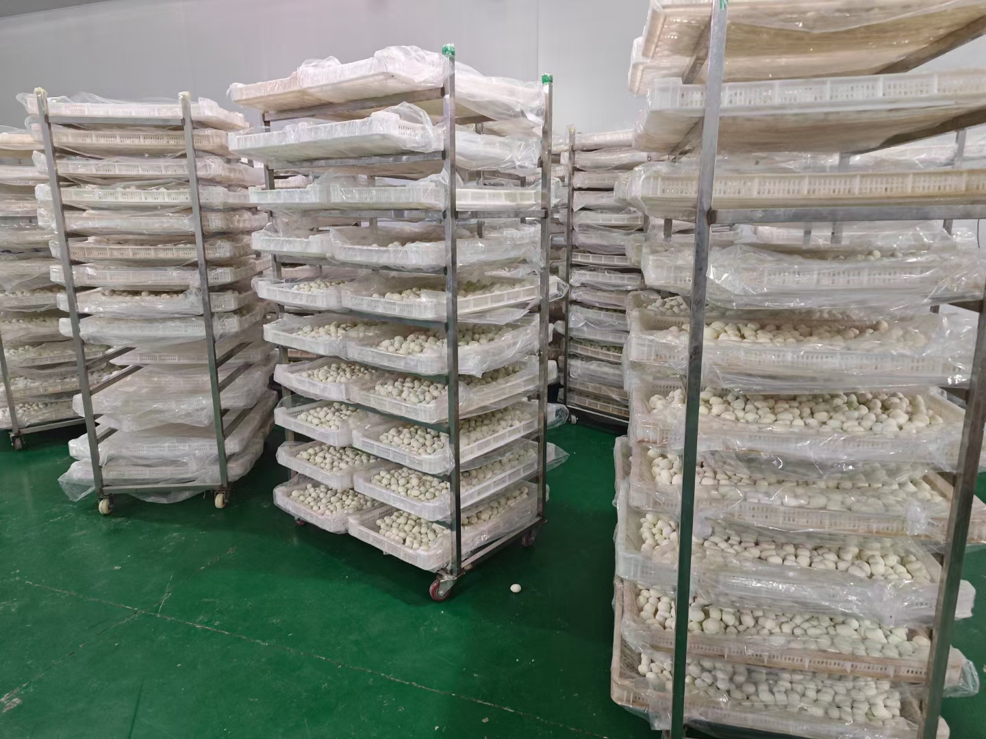 一盘金黄色的干红枣片平铺在木质桌面上,阳光照射下呈现出半透明质感,边缘微卷,表面光滑无杂质,背景虚化的竹筛和晾晒架暗示传统晾晒工艺 干红枣片特写