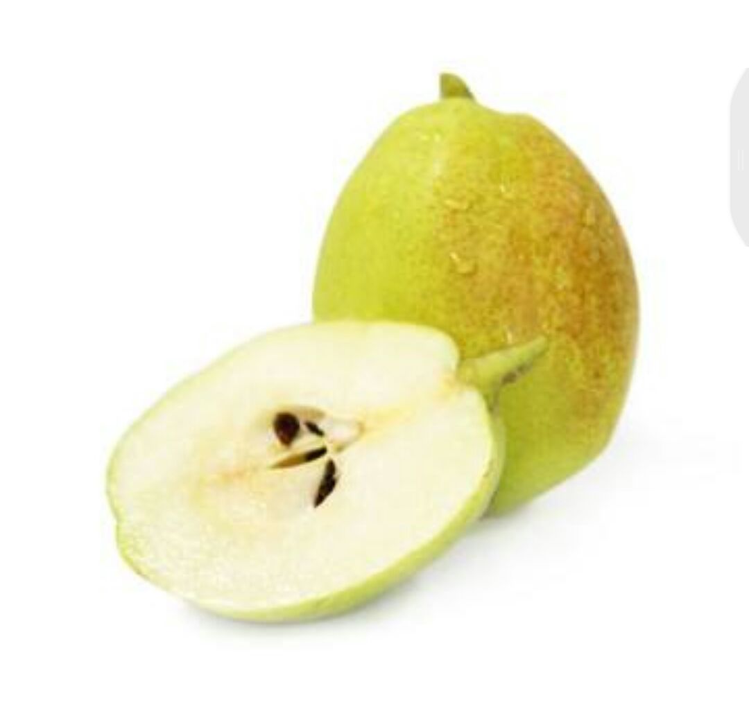 图片说明:一个被切开的香梨果实,果心区域可见明显的蛀道,内部填充黑色虫粪,一只粉红色的老熟香梨优斑螟幼虫正藏匿于种子之间。果肉局部已褐变腐烂,外部果皮上有清晰的圆形蛀入孔。用于展示香梨优斑螟内部危害的真实情况。 香梨果实被香梨优斑螟幼虫蛀食后的剖面图