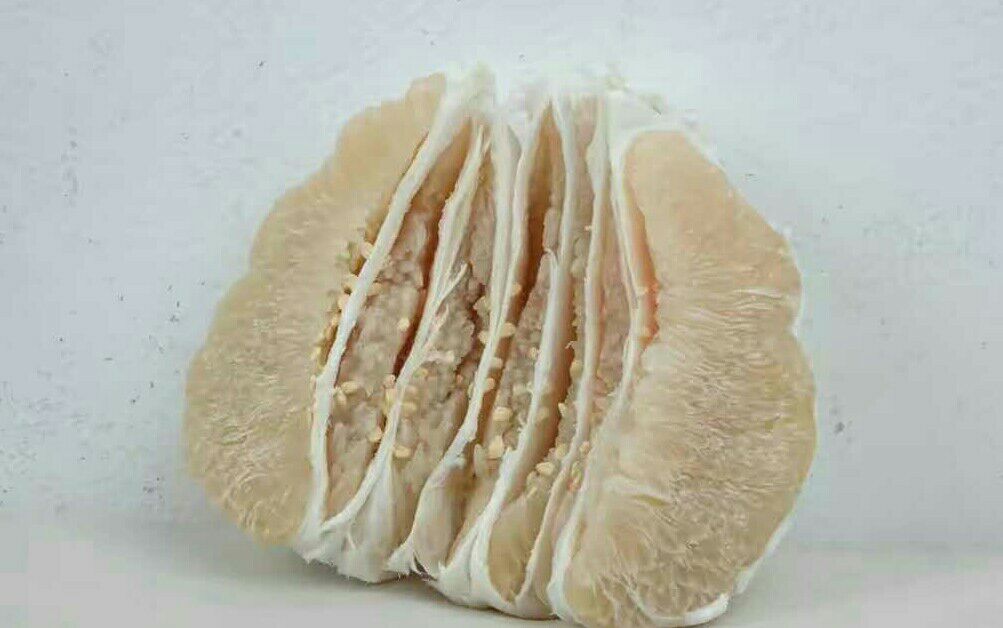 麻水蜜柚果实特写,展示果皮颜色、果肉纹理与果粒饱满度 麻水蜜柚果实特写