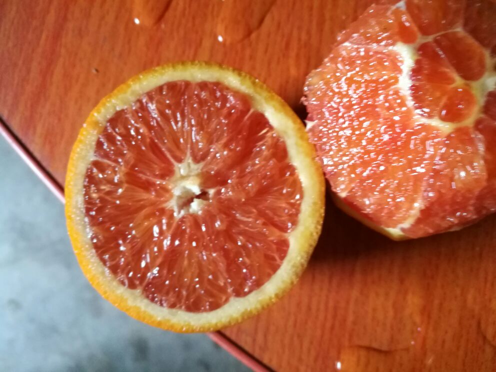 橙子底部脐部特写对比图