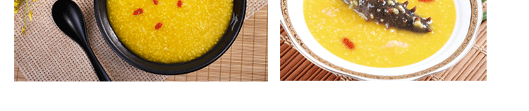 海参粥搭配香蕉切片的健康早餐画面 海参与香蕉搭配的早餐组合