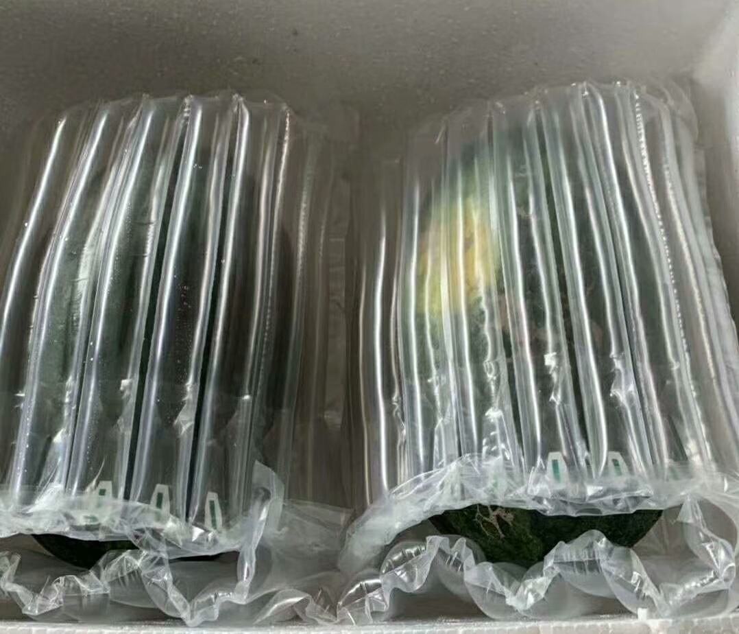 超市中完整包装的黑美人西瓜,有助于减少污染风险 黑美人西瓜在超市中被完整包装销售