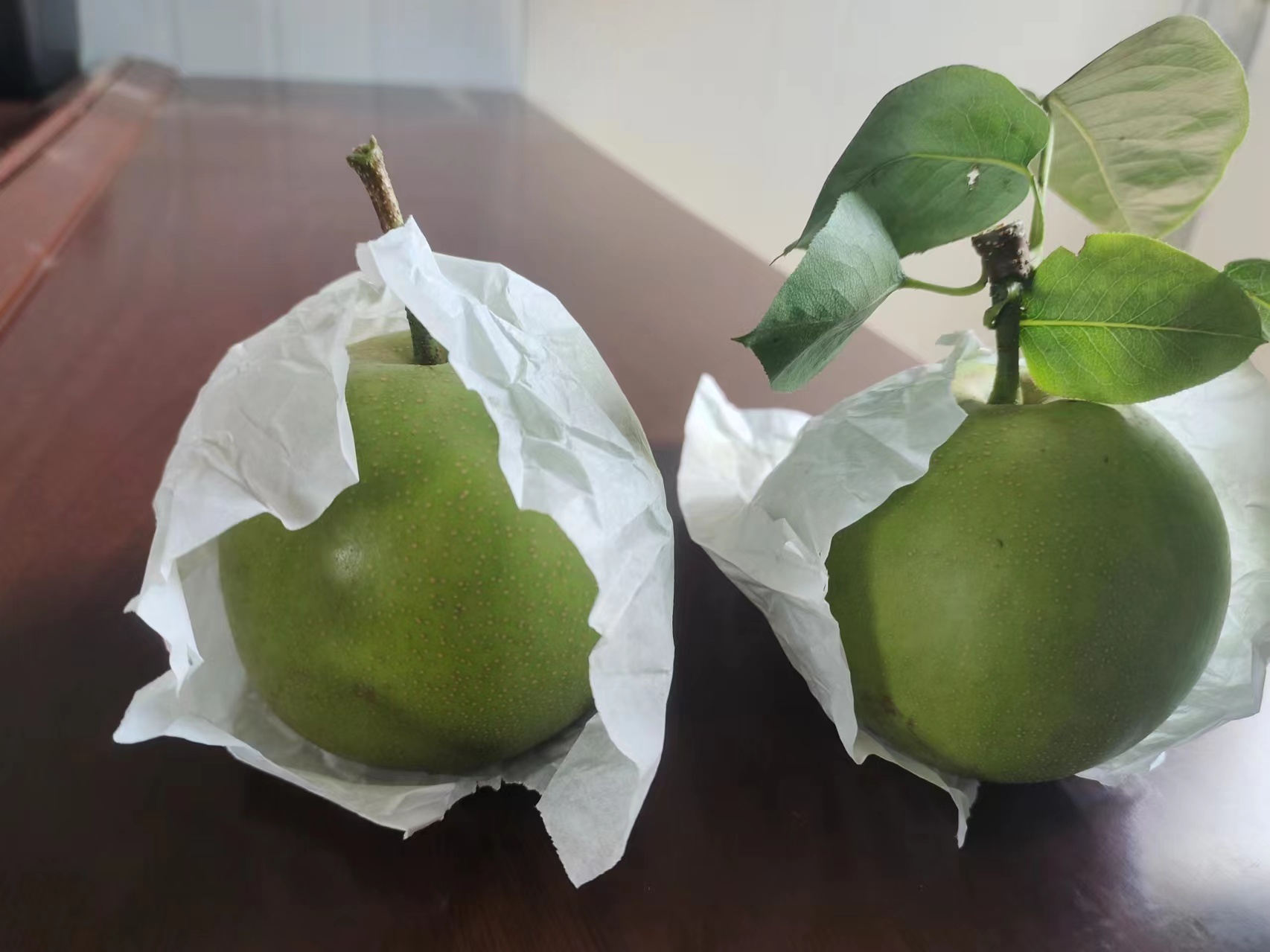 一张木质桌面上摆放多种尖把酸梨加工产品:玻璃瓶装琥珀色梨醋、陶瓷罐装深褐色梨膏、透明袋装冻干梨脆片、礼盒装精选鲜果,旁边配有新鲜切开的尖把酸梨剖面特写,显示乳白果肉与星状维管束结构 尖把酸梨深加工产品展示图