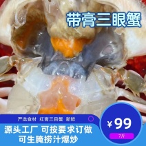 全母三眼蟹三点蟹三目蟹满膏满黄肉质饱满合适生腌4.5公斤