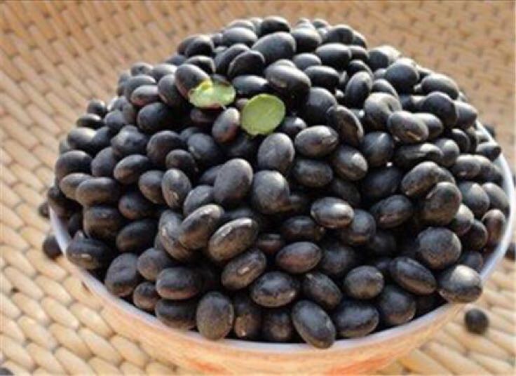 一碗煮熟的黑豆特写