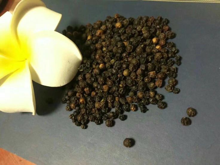 白胡椒蒸蛋功效核心食材特写：左侧为整粒优质白胡椒（灰白饱满、表面微皱），右侧为散养土鸡蛋（蛋壳淡褐带天然斑点，旁边摆放一枚打散的蛋液，色泽金黄浓稠）