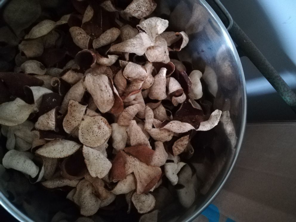 柚子皮手工处理场景图:新鲜柚子外皮被均匀削去青色表层,露出白色海绵层,双手持刀将之切成3mm宽细丝,旁置琥珀色冰糖块与空玻璃罐,体现家庭自制柚子茶的环保保存理念 手部特写展示柚子皮处理过程:女性双手正将洗净的柚子皮切成长条状,旁边摆放玻璃罐、冰糖块与不锈钢锅,台面整洁有序