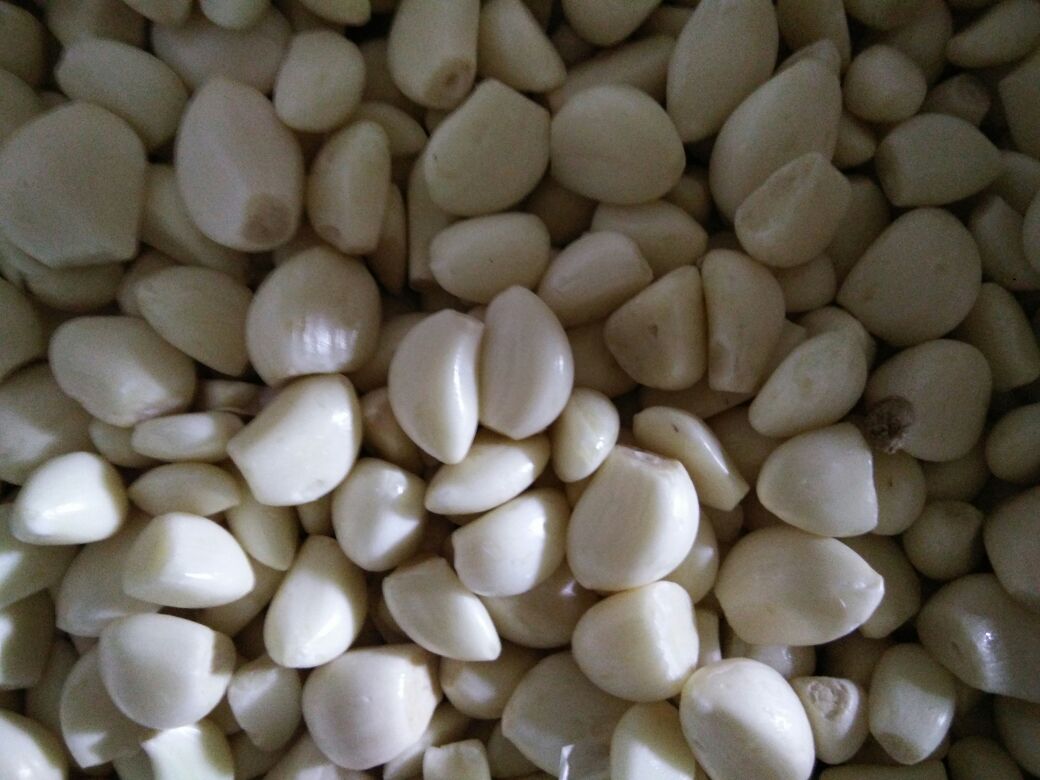 正在炸制的蒜片,呈现金黄色调,锅中油泡适中 炸蒜过程