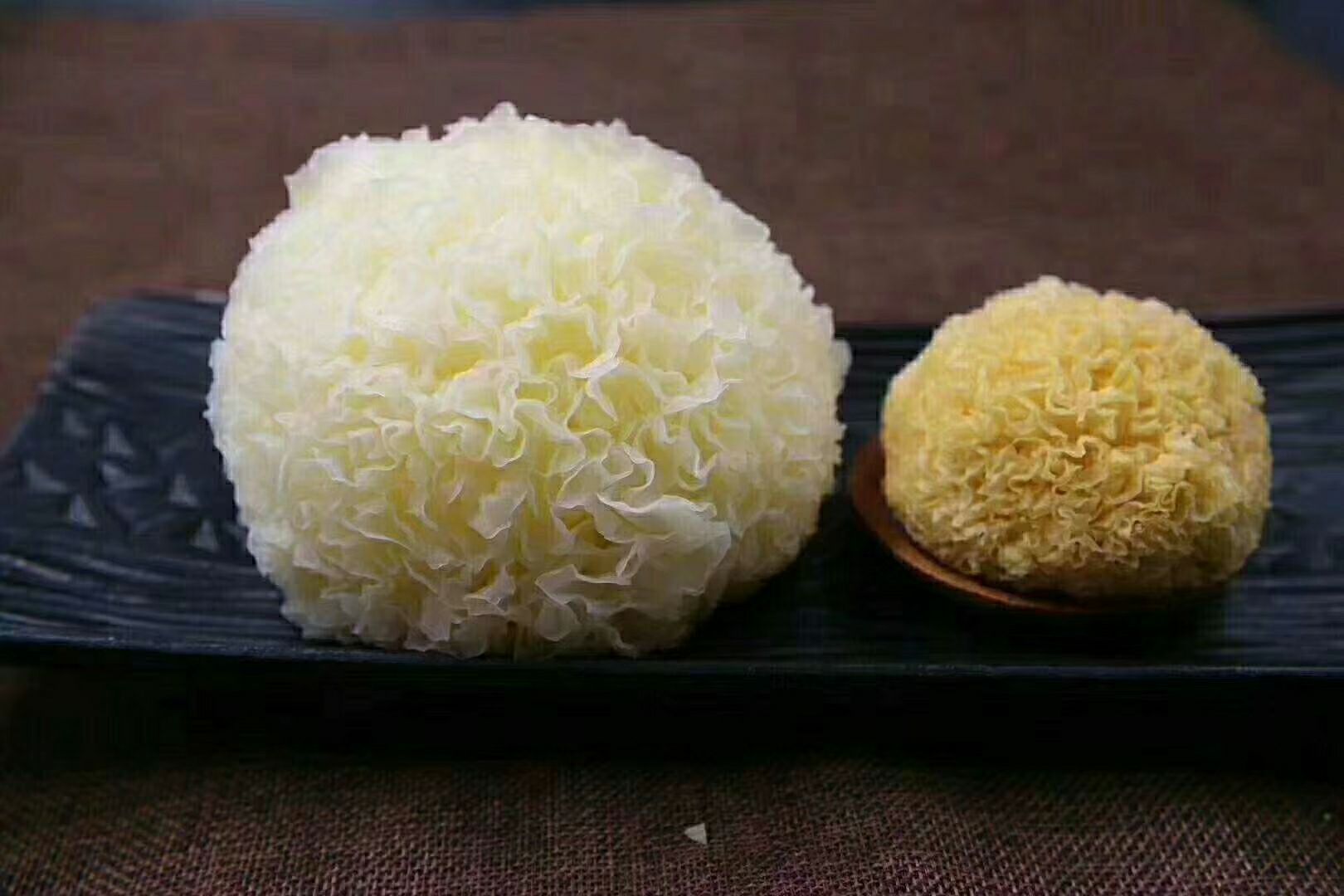 硫磺银耳与正常银耳对比图