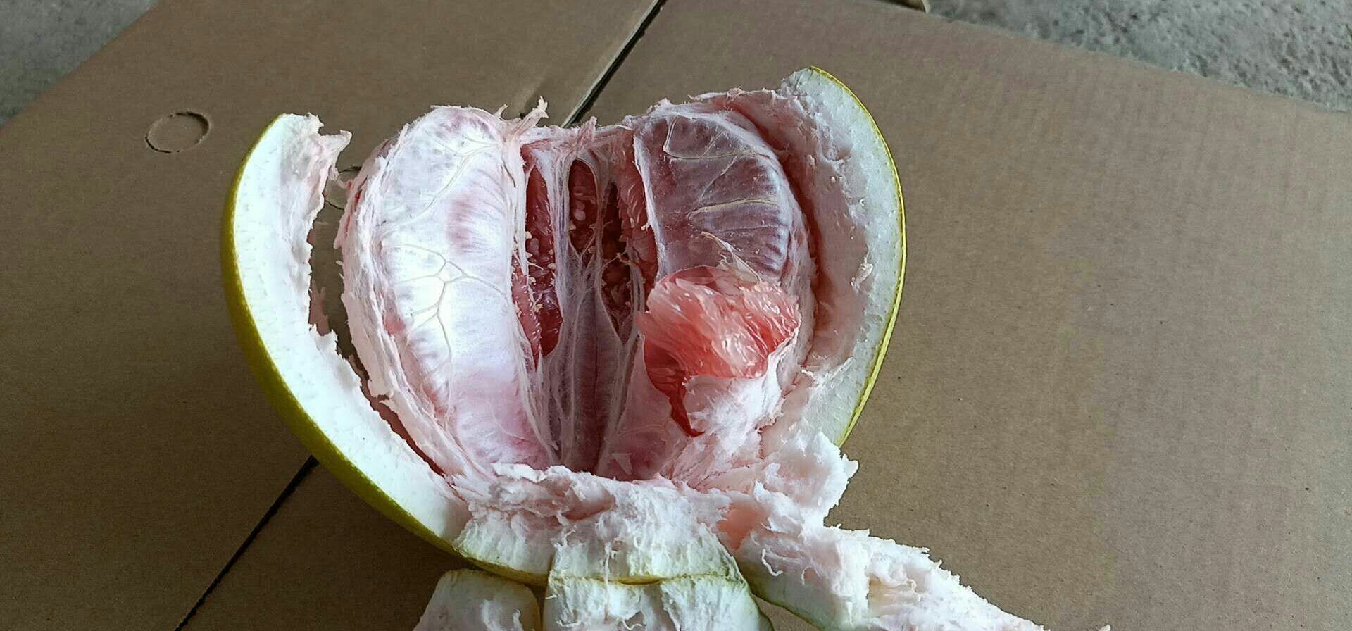 三红蜜柚果肉特写图