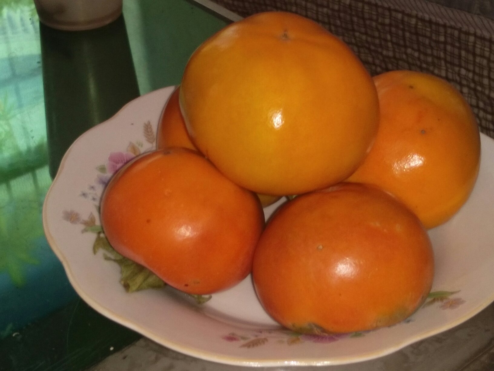 脆柿与普通柿子对比图