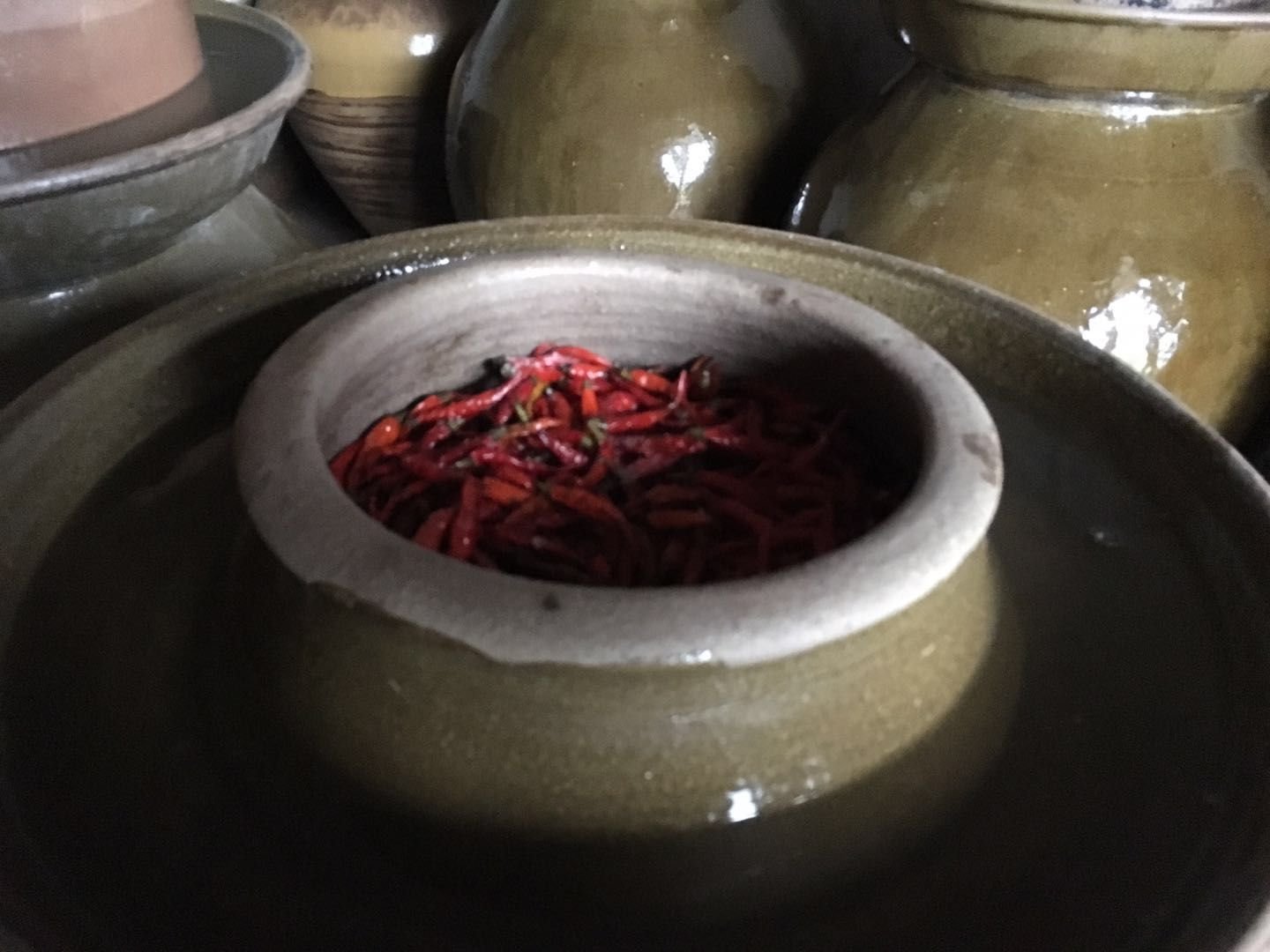 泡椒坛子与新鲜红辣椒