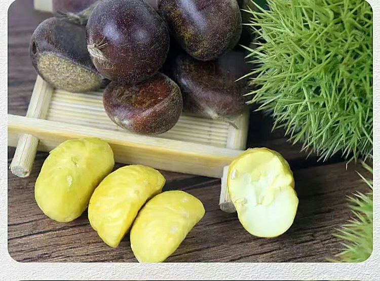 栗子与糖炒栗子成品对比图