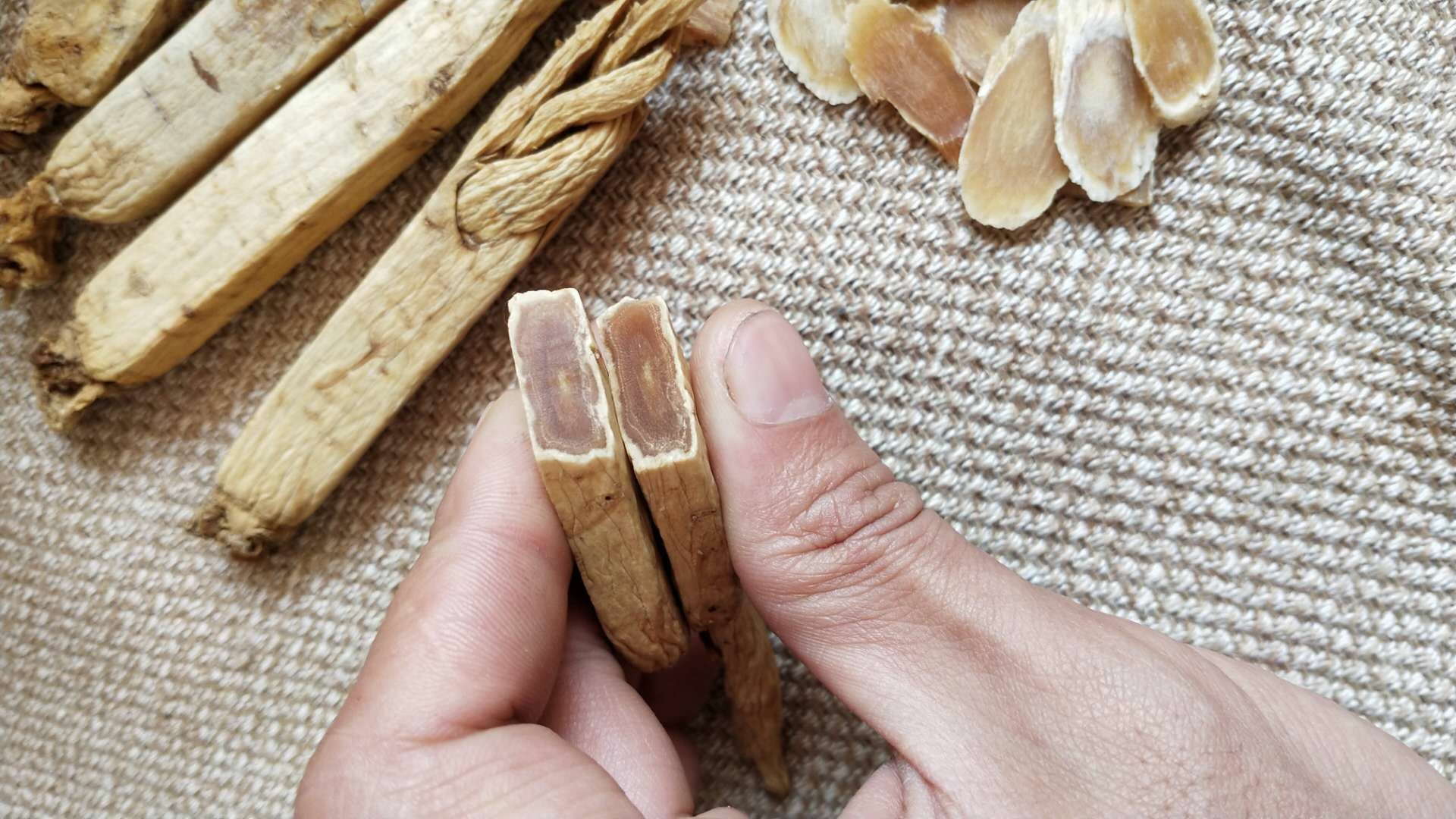 高丽参切片在显微镜下的细胞结构,展现其丰富的皂苷含量 高丽参切片显微图