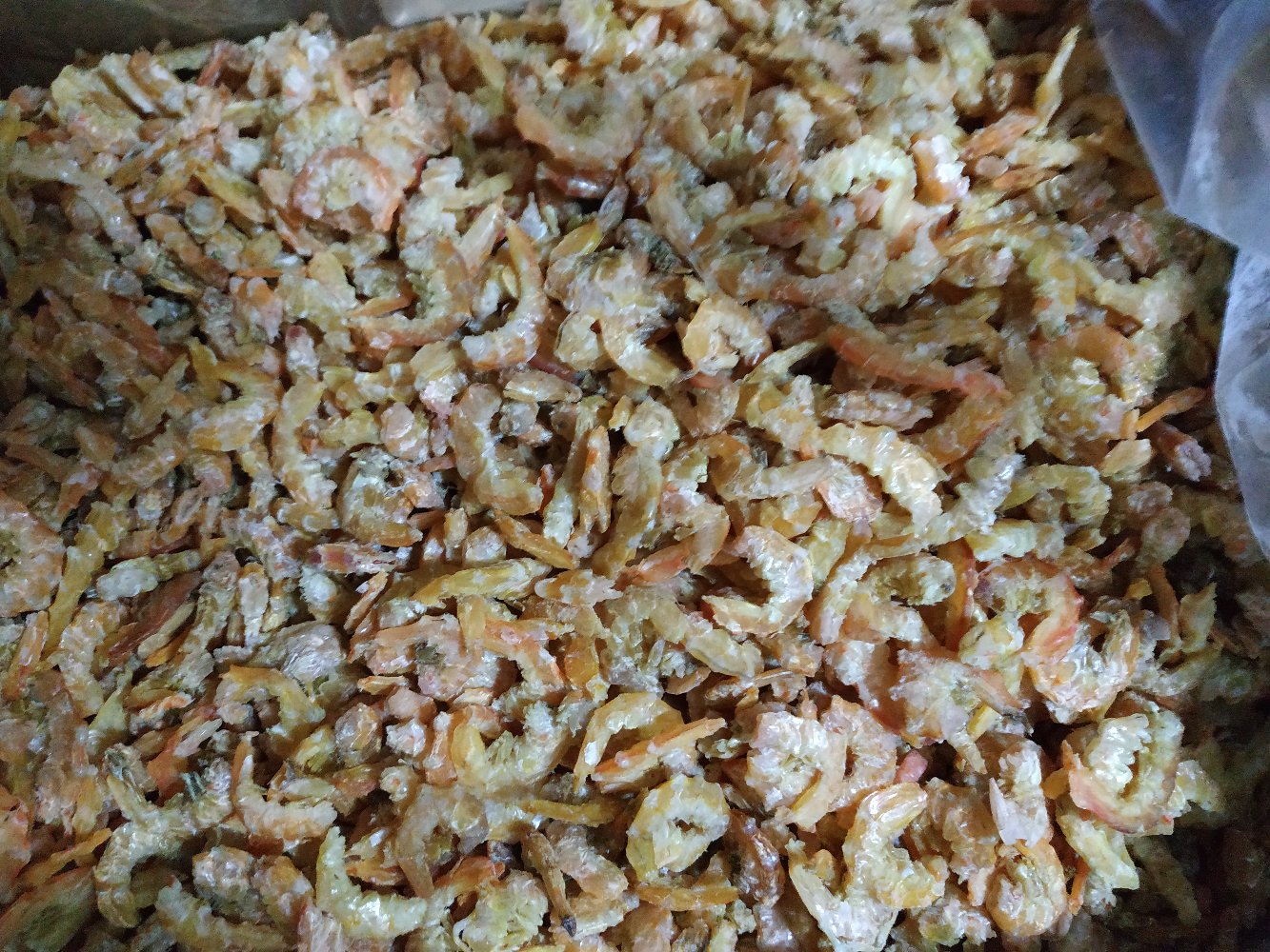 菠菜与虾米翻炒过程