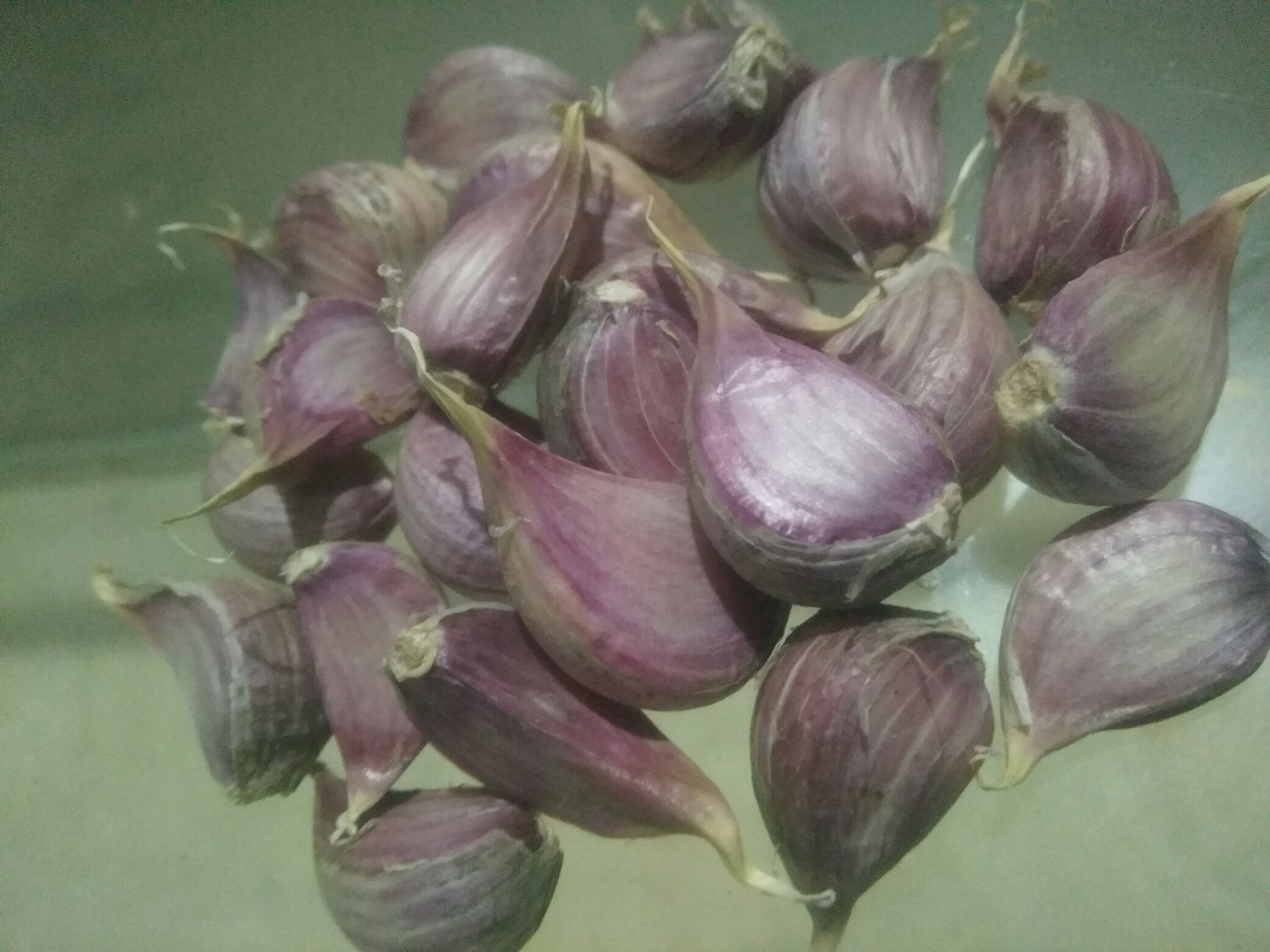 展示紫皮洋葱和大蒜在锅中煮水的过程,锅具清晰可见,水汽缭绕 紫皮洋葱和大蒜煮水的过程