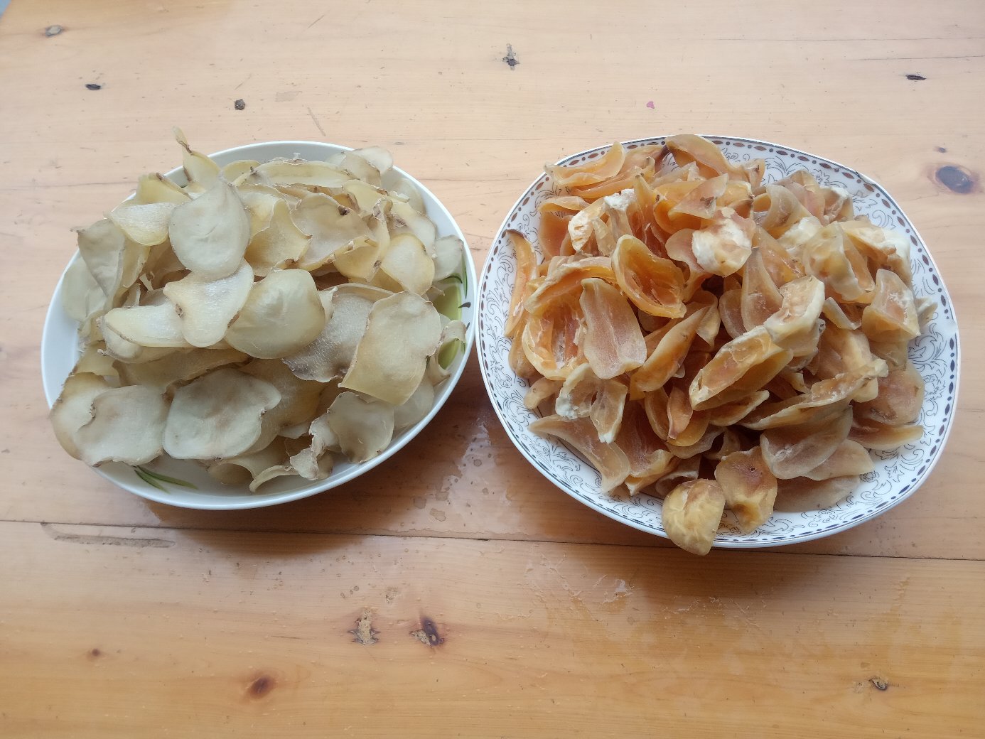 土豆干生晒与熟晒对比图