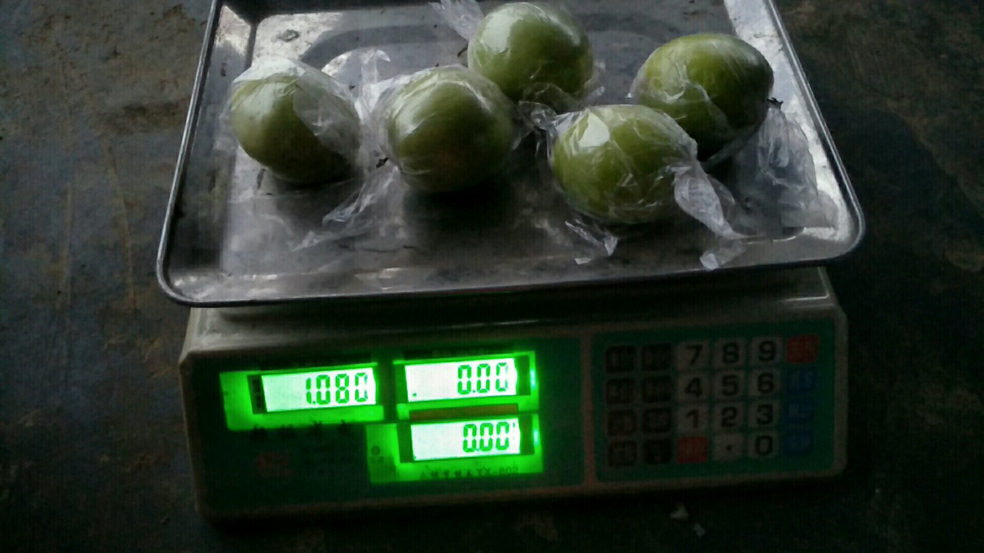 青枣与电子秤搭配称重的示意图,展示如何准确测量一颗青枣的实际重量 青枣与电子秤搭配称重示意图