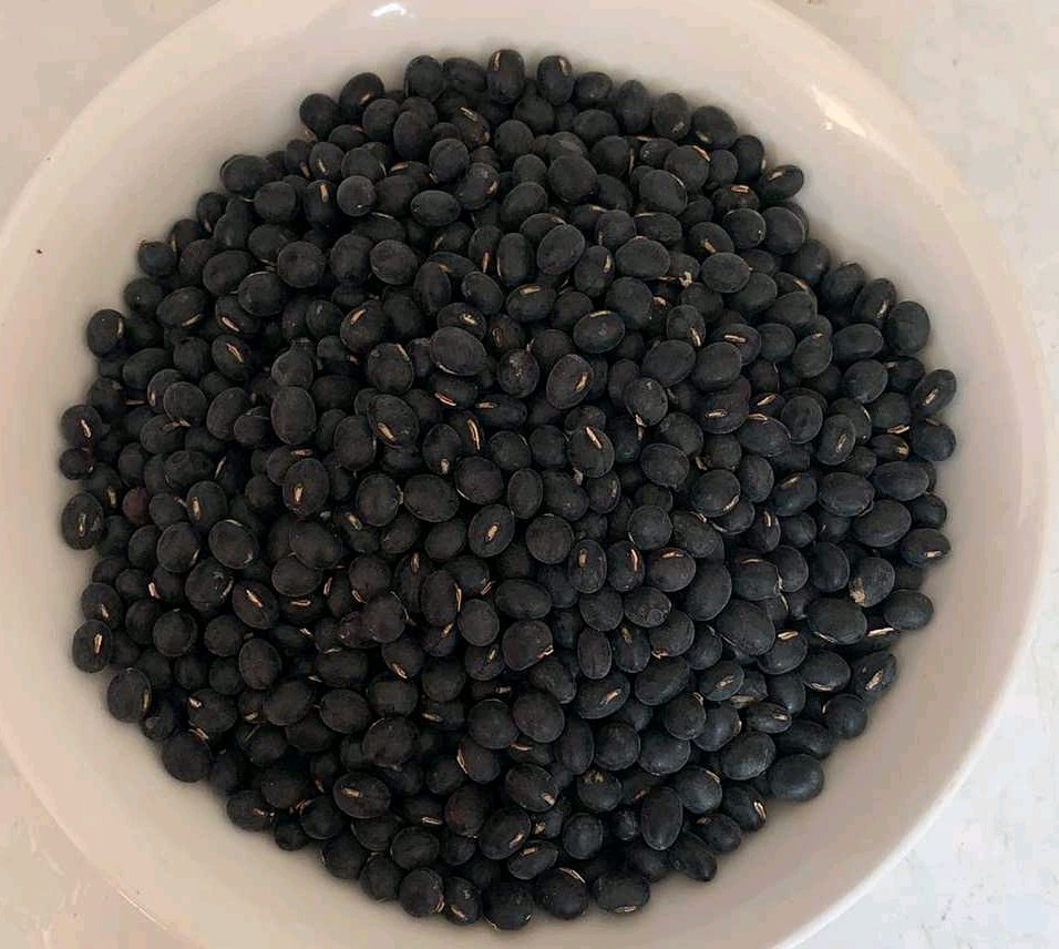 展示一碗黑豆的特写镜头,颗粒饱满,颜色深黑 黑豆特写