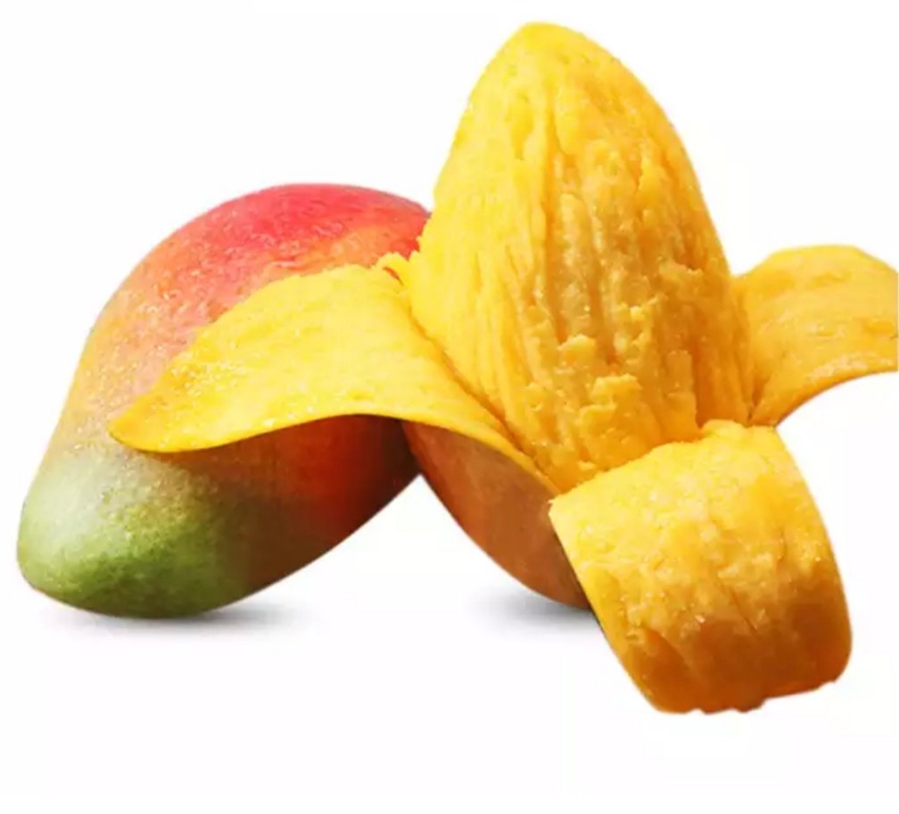 贵妃粉芒果切开展示果肉与果核细节