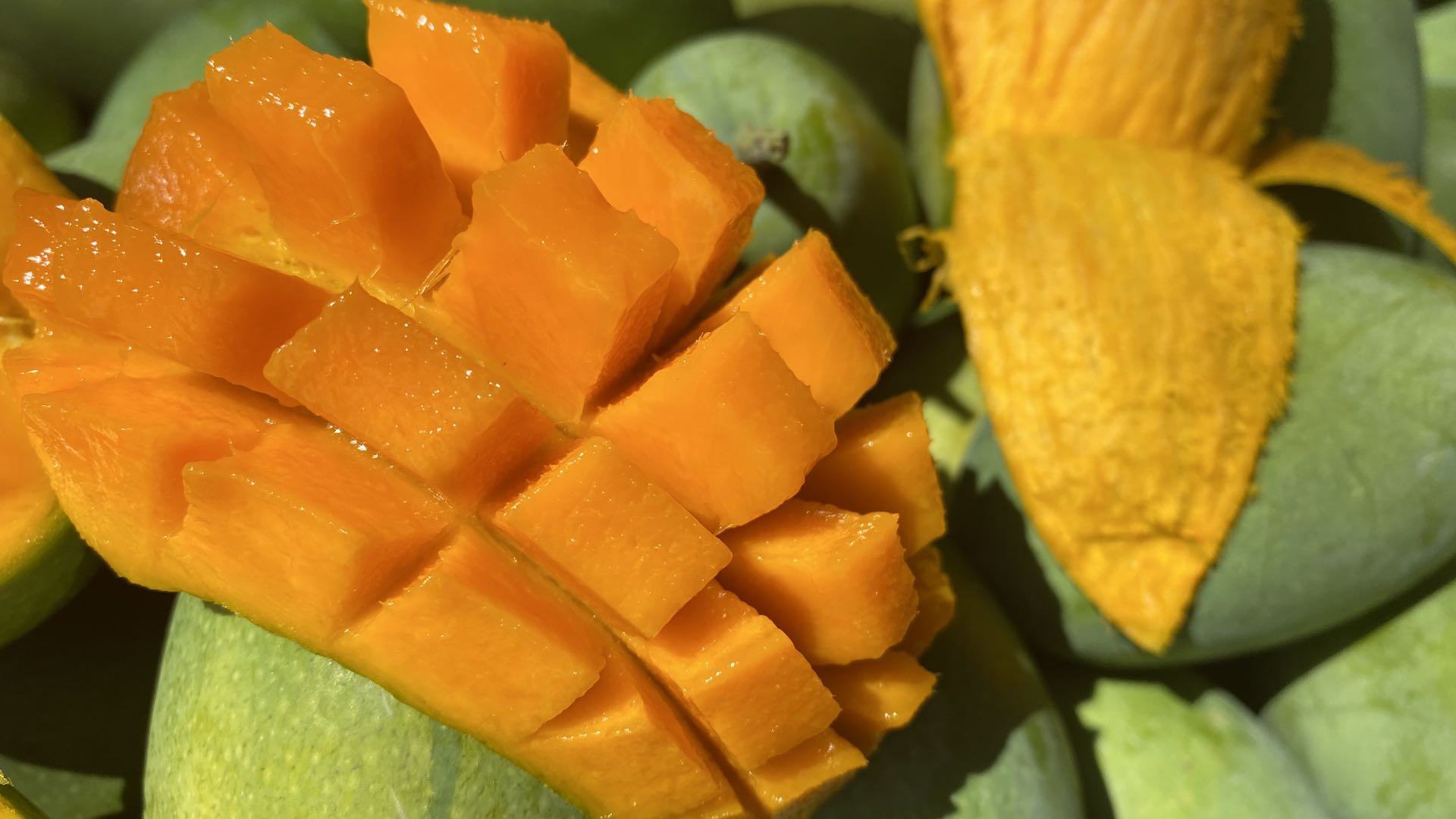 切开的成熟芒果剖面图