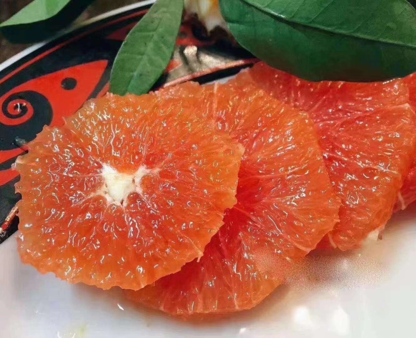 高分辨率摄影图片,展示三颗切开与完整的南非甜橙,果皮鲜艳橙红,切面可见均匀排列的汁囊,晶莹剔透,表面有自然光泽,旁边放置刻度尺和维生素C分子结构示意图,突出产品新鲜度与营养价值 成熟甜橙果实特写展示