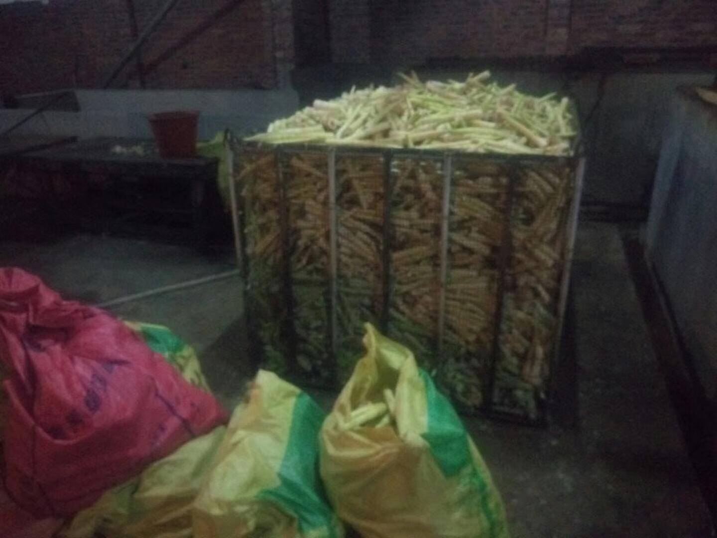 家庭厨房中冷冻雷笋的操作场景