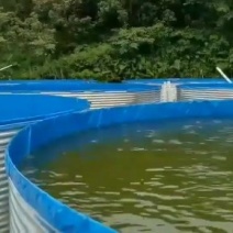 户外大型陆地圆桶养殖帆布池，镀锌板高密度帆布池，种植养殖